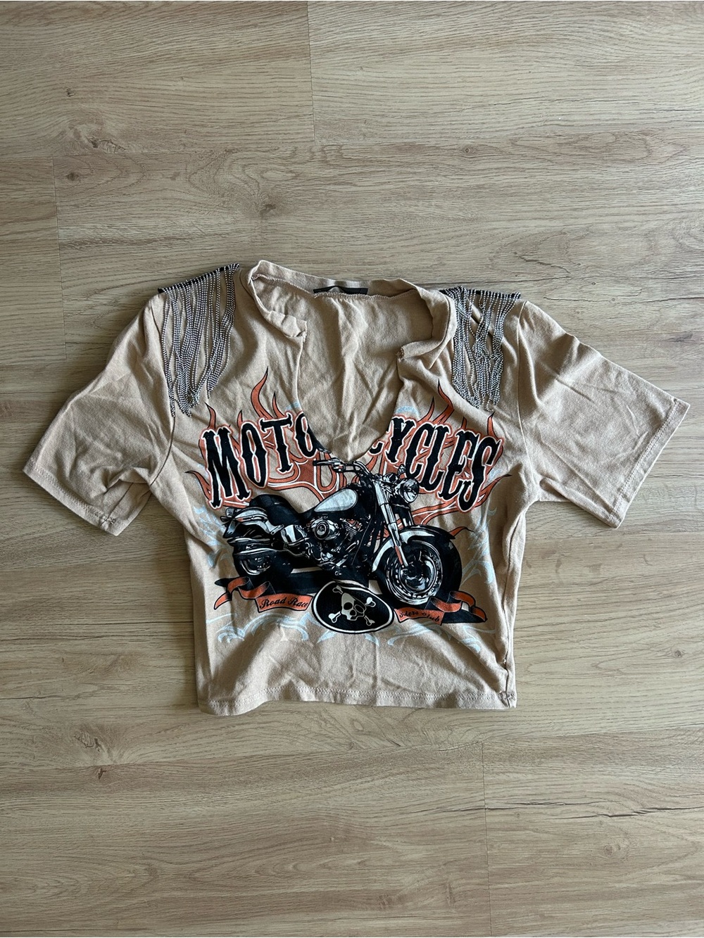 y2k biker motorcycle graphic crop top